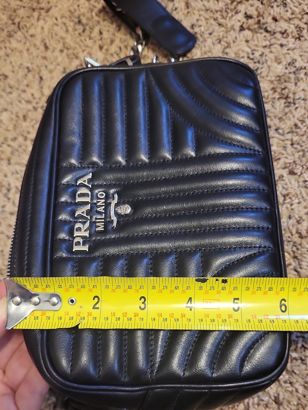 Prada Quilted Leather Crossbody Bag in Black with Silver Hardware - Picture 11 of 11